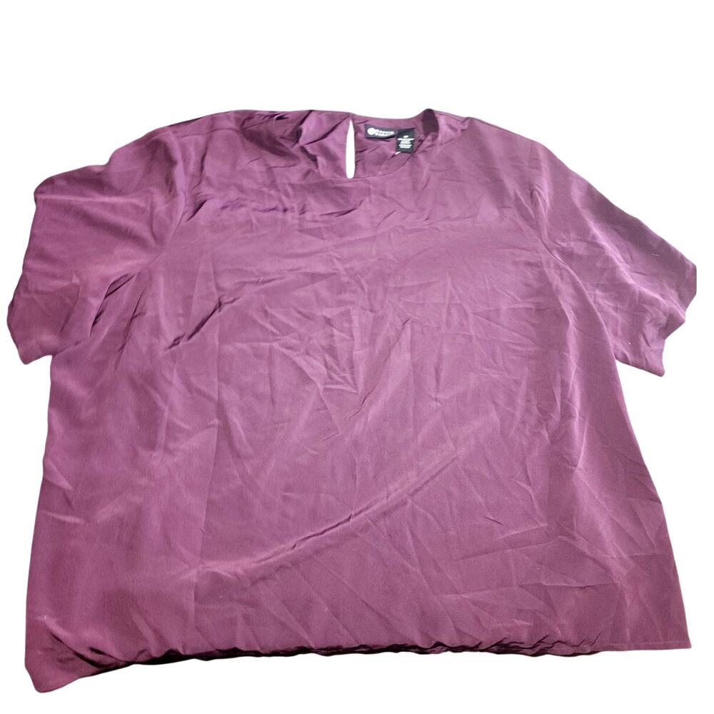 Maggie Barnes Plum Purple Burgundy Short Sleeve Silky Shirt Plus Size 4X
